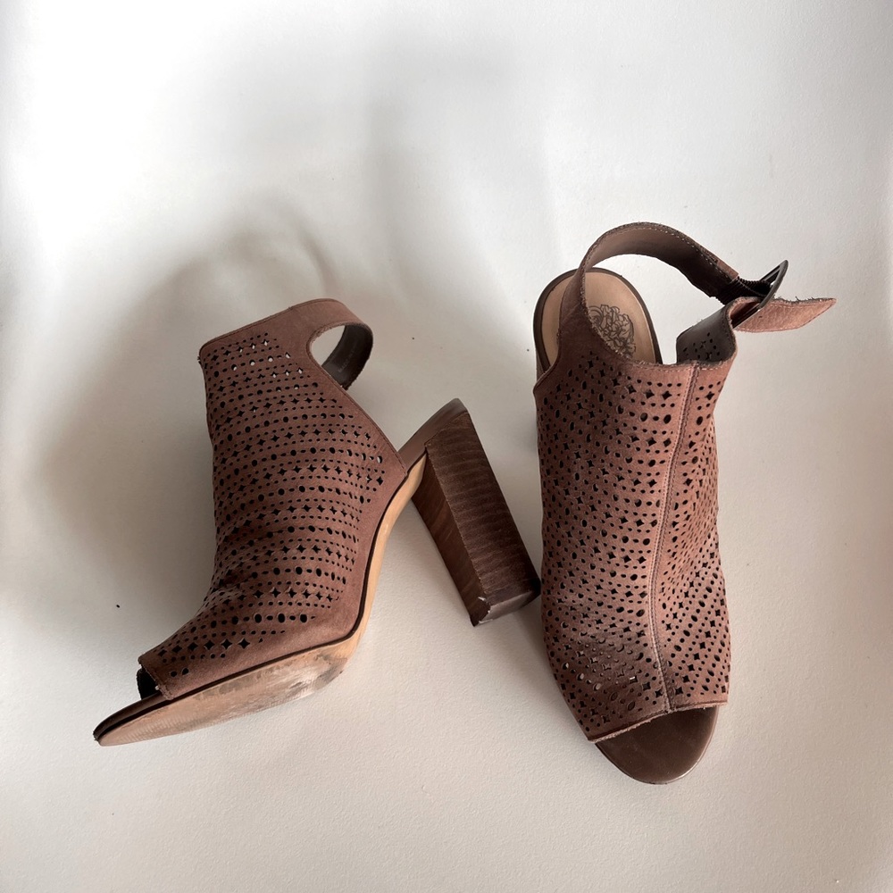 Vince Camuto brown cut out booties